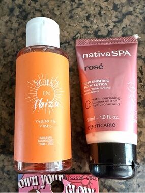 Solo En Ibiza Valencia Vibes Orange Bubble Bath & NativaSPA Rosé Body Lotion New